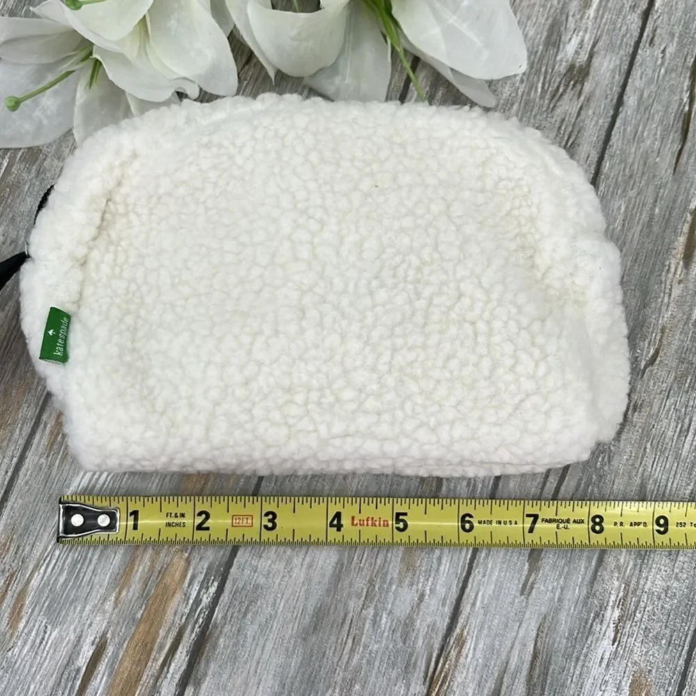 Kate Spade Sherpa Cosmetic Makeup Pouch Travel Bag Purse